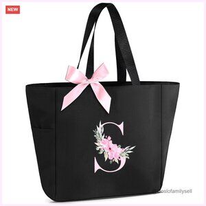 Waterproof Monogrammed Tote Bag with Zipper Closure